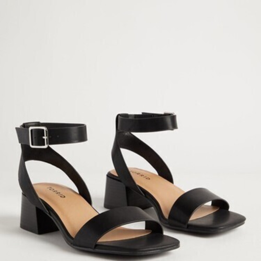 torrid Black Ankle-Strap Block Heel Sandals